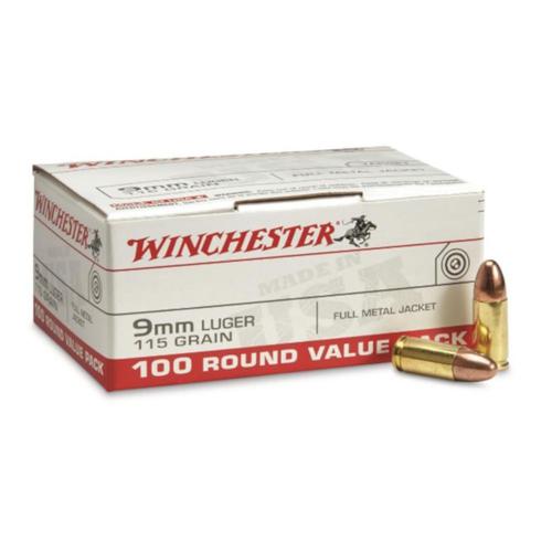 Winchester USA Ammo 9mm 115gr FMJ USA9MMVP  - Box of 100?>