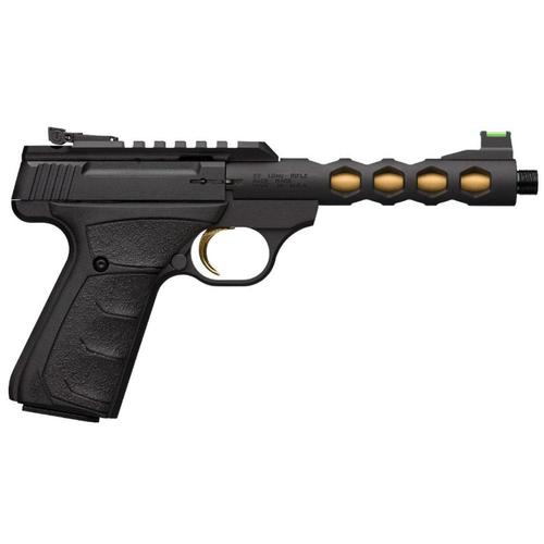 Browning Buck Mark Plus Vision Pistol 22LR Black/Gold Suppressor Ready?>