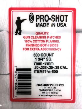 Pro-Shot          	7mm-8MM .30-38Cal 1-3/4" Square Patches Qty 500?>