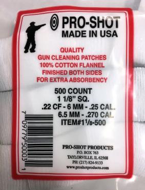 Pro-Shot          	.22-.270 Cal. 1-1/8 Square Patches Qty 500?>