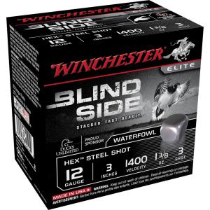 Winchester Blind Side Hex Steel Shot 12ga 3" #3 Ammunition?>