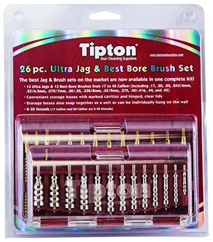 Tipton Ultra Cleaning Jag and Best Bore Brush Set 26-Piece Male Thread Nickel Plated Brass and Bronze?>
