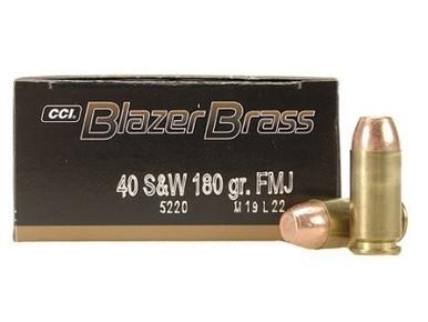 CCI Blazer Brass Cased 40 S&W 180gr FMJ, 50 Rds?>