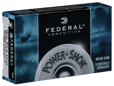 Federal Power Shok 12 Ga, 1 1/4 Oz Rifled Slug, 2 3/4", HP, 5 Rds?>