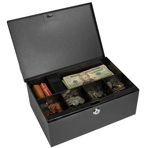 BARSKA Cash Box and Six Compartment Tray with Key Lock CB11792 Model Number: CB11792?>