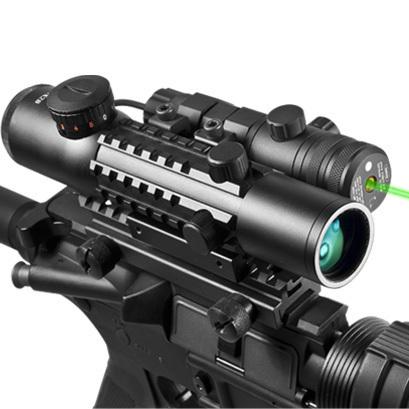 BARSKA 4x28mm IR Electro Sight Multi-Rail Tactical Rifle Scope Green Laser Combo By Barska DA12192 Model Number: DA12192?>