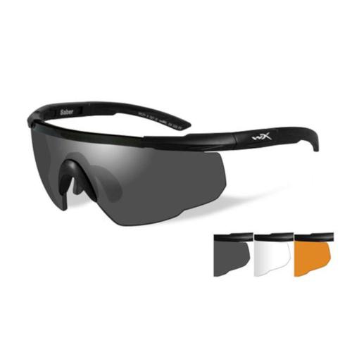 Wiley X Eyewear Saber Advanced Grey/Clear/Rust Lenses Black Frame 308?>