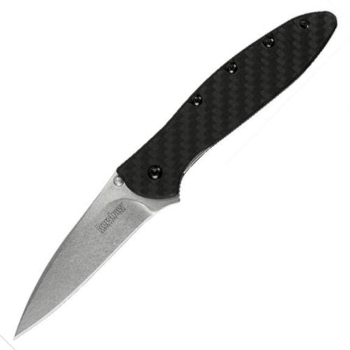 Kershaw Knife Leek Folding 3" Plain Edge CPM154 Steel Blade with Carbon Fiber Handle 1660CF?>