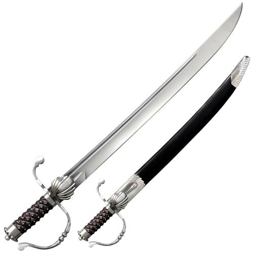 Cold Steel Hunting Sword 24" 1055 High Carbon Blade, Hand Carved Rosewood Handle, Black Leather Scabbard?>