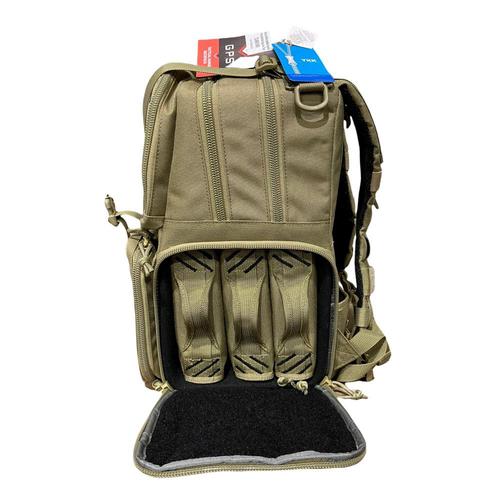 GPS Tactical Range Backpack, Holds 3 Handguns, Tan?>