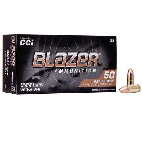 CCI Blazer Brass Ammo 9mm Luger 124gr FMJ 5201 - Case, 1000 Rounds?>
