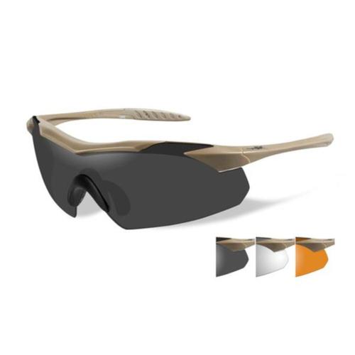 Wiley X Eyewear Vapor Grey/Clear/Rust Lenses Tan Frame 3512?>