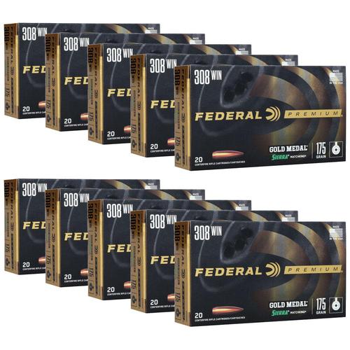 Federal Gold Medal .308 Win 175gr Sierra MatchKing HPBT Case Of 10 Boxes - 200rd?>