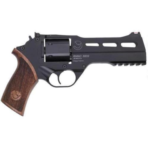Chiappa Rhino 50DS Double Action Revolver 9mm Luger 5" Barrel 6 Rounds Aluminum Alloy Frame Wood Grips Matte Black 340.245?>