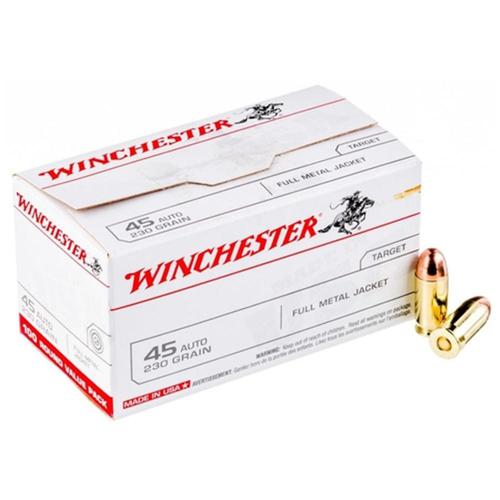 Winchester Ammo 45 ACP, 230 Grain, FMJ - Case, 500 Rounds?>