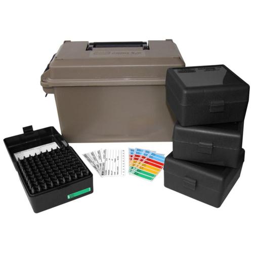 MTM Ammo Can Combo: 50 Caliber Plastic Dark Earth with 4 Flip-Top Ammo Boxes 22-250 Remington 243 Winchester 308 Winchester 100-Round Plastic Black?>