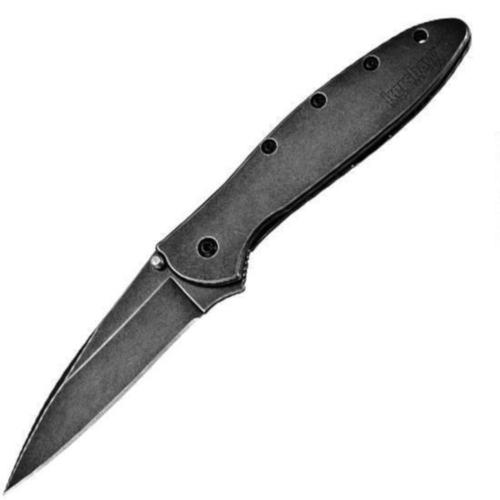 Kershaw Knife Leek Folding 3" Plain Drop Point 14C28N Steel Blade 410 Stainless Steel Handle with Pocket Clip Blackwash Finish 1660BLKW?>