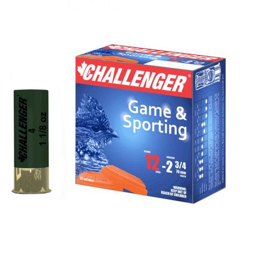 Challenger Game & Sporting 12ga 2-3/4" #4 Lead 1-1/8oz, Box of 25?>