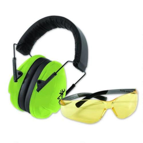 Browning Junior Range Kit Eye and Hearing Protection 19dB Green/Black 126371?>