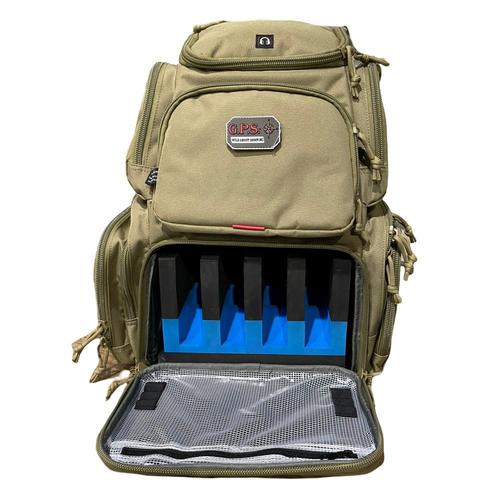 GPS Handgunner Backpack w/Cradle For 4 Handguns, Tan?>
