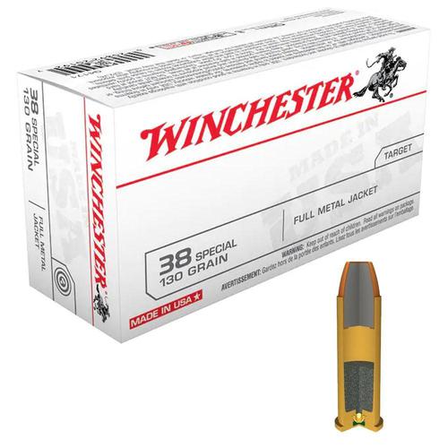 Winchester Ammunition 38 SPL 130 Grain FMJ - Case, 500 Rounds?>