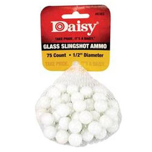 Daisy PowerLine Glass Slingshot Ammo .5" White 75 Pack?>