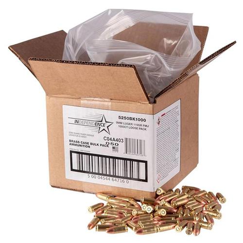 Independence 9mm Luger Ammo 115 Grain FMJ 1000 Rounds?>