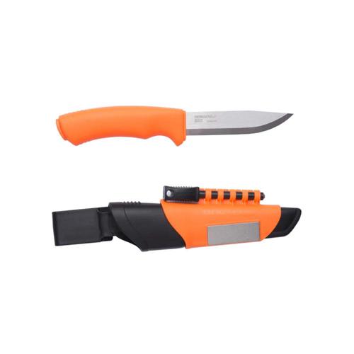 Morakniv Bushcraft Survival (S) Knife, Hi-Vis Orange with Fire Steel and Sharpener?>