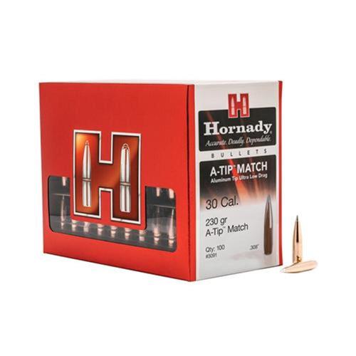 Hornady (QTY 100) .30 Caliber (0.308" Diameter) Bullets A-Tip Match 230grs Metallic Tip BT?>