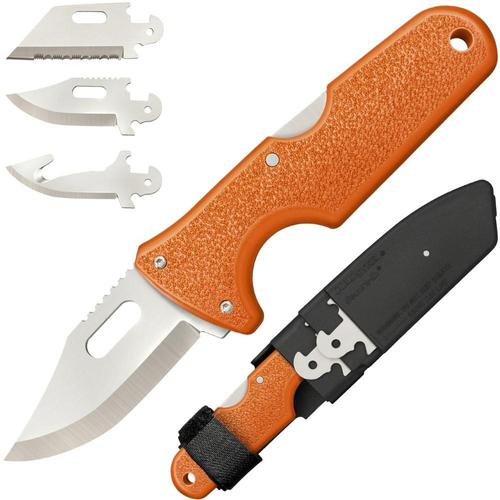 Cold Steel 40AL Click-N-Cut Hunter Fixed Blade Knife 2.5" Interchangeable Bowie, Guthook and Serrated Utility Blades, Blaze Orange ABS Handle, Secure-Ex Sheath?>