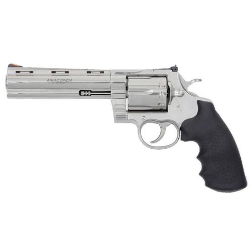 Colt Anaconda .44 Magnum Revolver 6" Barrel 6 Rounds Hogue Rubber Grips Semi-Bright Stainless Steel Finish?>
