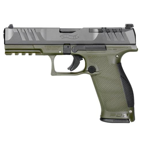 Walther PDP Full Size Two-Tone Green Frame 9mm Pistol, 4.5" Barrel, 2x10rd Mags?>