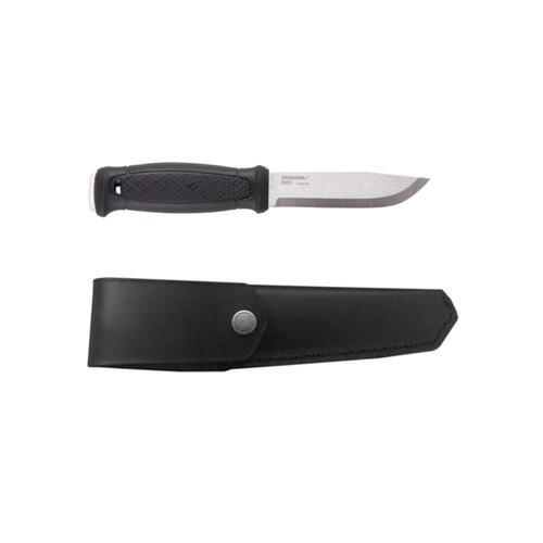 Morakniv Garberg Knife, Black with Leather Sheath?>