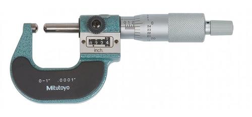 Mitutoyo 295-253, 0-1" X .0001" Spherical Anvil and Spindle, Digit Outside Micrometer, Ratchet?>