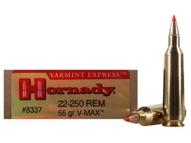 Hornady Varmint Express Ammunition 22-250 Remington 55 Grain V-MAX Box of 20?>
