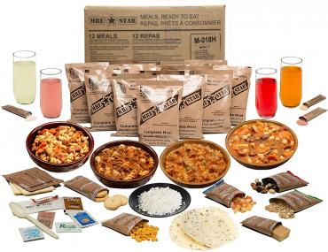 MRE Star          	12 Single Complete MRE Meals with Heaters?>
