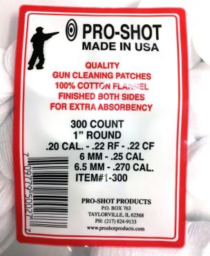 Pro-Shot          	.22-.270 Cal. 1" Round Patches Qty 300?>