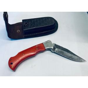 Folding Knife with Dark Brown Leather Sheath?>