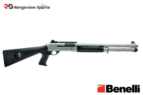 Benelli M4 Tactical Shotgun with Pistol Grip Stock & Titanium Cerakote, 3″ 12Ga 18.5″ Barrel*Cannot ship outside Canada*?>