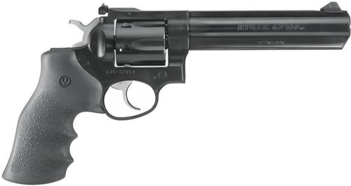 Ruger GP100 DA/SA Revolver - 357 Mag, 6", Blued, Alloy Steel, Hogue Monogrip Grips, 6rds, Ramp Front & Rear Adjustable Sights?>