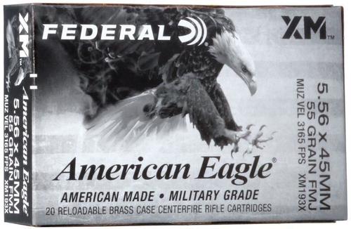 Federal American Eagle Rifle Ammo - XM193X, 5.56 NATO, 55gr, FMJ, 20rd Box?>