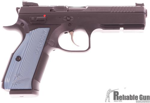 CZ Shadow 2 Optic Ready Black/Blue Semi Auto DA/SA Pistol - 9mm Luger, 120mm Barrel, Adjustable Sights, 3x10rds, Black w/ Blue Grips?>