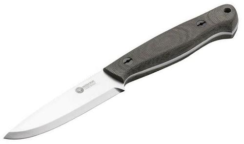 Boker Arbolito Fixed Blade Knives - Bushcraft Micarta Fixed Blade Knife, 4.1", N690 Steel, Green Micarta Handle, w/Leather Sheath, 6.7 oz?>