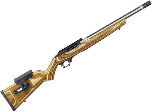 Ruger 10/22 Competition Rimfire Semi-Auto Rifle - 22 LR, 16.12", Aluminum Black Anodized Receiver, Stainless Fluted Heavy Barrel w/ Muzzle Brake, Natural Brown Laminate Stock, 10rds, 30 MOA Picatinny Rail, Hard Case?>