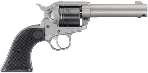 Ruger Wrangler SA Rimfire Revolvers -  22LR, 4.62", Silver Cerakote, Aluminum Alloy Frame, Black Checkered Hard Rubber, Blade Sights, 6rds?>