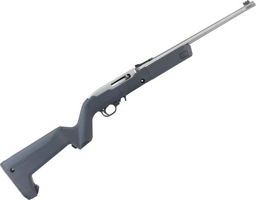 Ruger 10/22 Takedown Rimfire Semi-Auto Rifle - 22 LR, 16.10", Stainless Steel, 1/2"x28 Threaded w/Protector, Fiber Optic Front & Rear Sight, 4x10rds, Magpul Backpacker Stock, Stealth Gray?>