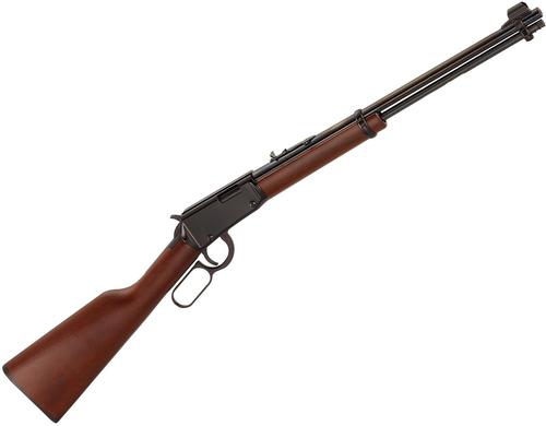 Henry Classic Rimfire Lever Action Rifle - 22 S/L/LR, 18-1/4", Blued, Straight-Grip American Walnut Stock, 15rds, Hooded Front & Adjustable Rear Sights?>
