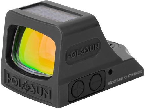 Holosun Reflex Sights - HE508T-RD X2 Micro Reflex Sight, Black, 2 MOA Red Dot; 32 MOA Circle, 10 DL & 2 NV Compatible, Entire Titanium Housing, Waterproof, Solar Cell, CR1632, Up to 50,000 hrs, RMR Mount Pattern?>