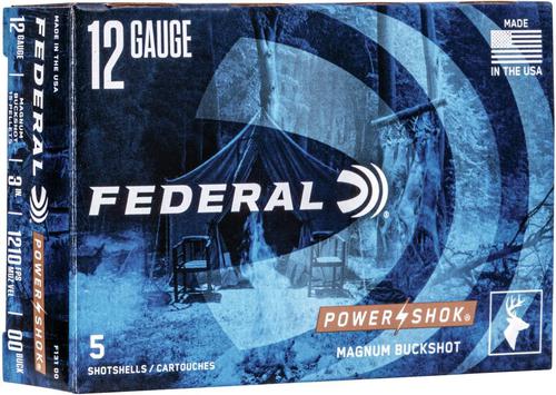Federal Power-Shok Buckshot Load Shotgun Ammo - 12Ga, 3"', 00 Buck, 15 Pellets, 5rds Box, 1210fps?>