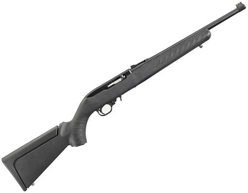 Ruger 10/22 Compact Rimfire Semi-Auto Rifle - 22 LR, 16.12", Satin Black, Alloy Steel, Black Synthetic Stock, 10rds, Fiber Optic Front & Adjustable Rear Sights?>